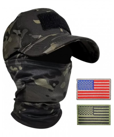 Camo Balaclava Face Mask Baseball Cap with American Flag Patch Neck Gaiter,UV Protector Scarf for Men/Women Black Camo $12.75...