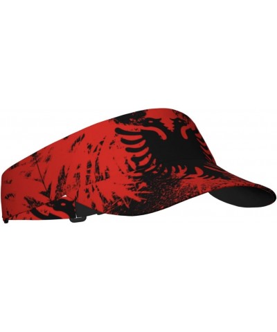 Albanian Flag Pattern Sunscreen Visor Hats for Women & Men, Sport Empty Top Baseball Sun Cap, Tennis Visor, Golf Visor Black ...