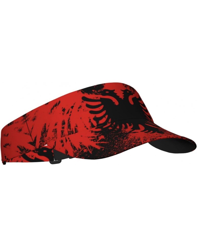 Albanian Flag Pattern Sunscreen Visor Hats for Women & Men, Sport Empty Top Baseball Sun Cap, Tennis Visor, Golf Visor Black ...