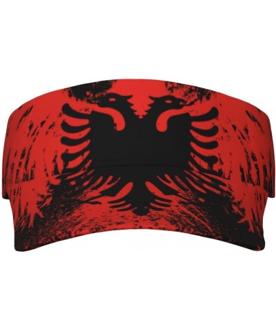 Albanian Flag Pattern Sunscreen Visor Hats for Women & Men, Sport Empty Top Baseball Sun Cap, Tennis Visor, Golf Visor Black ...