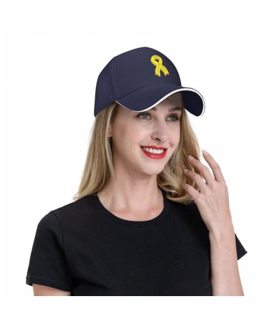 Childhood Cancer Awareness Baseball Cap Casual Mans Woman's Baseball Hat Washable Adjusting Baseball Hats Navy Blue $14.47 Co...