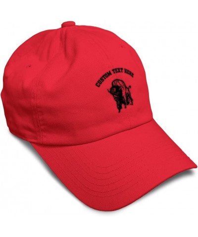 Soft Baseball Cap Buffalo A Embroidery Wild Animals Buffalo Twill Cotton Dad Hats for Men & Women Red Personalized Text Here ...