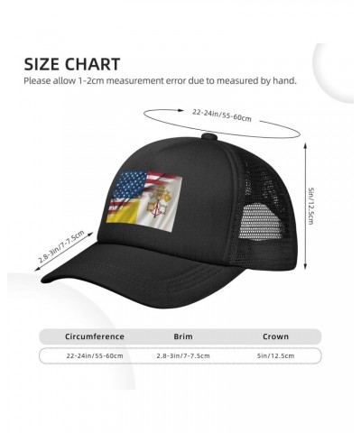 USA American and Vatican City Flags Baseball Cap Adjustable Casual Mesh Hats Duck Tongue Hat for Men Women4 Black $10.32 Base...