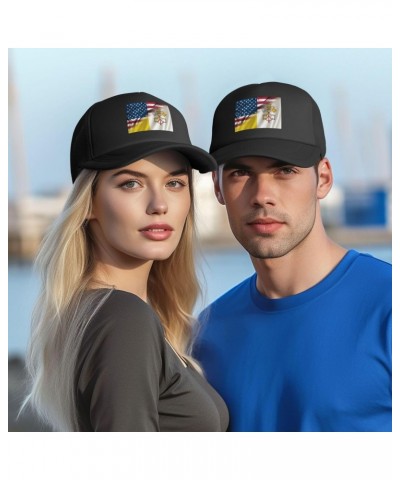 USA American and Vatican City Flags Baseball Cap Adjustable Casual Mesh Hats Duck Tongue Hat for Men Women4 Black $10.32 Base...