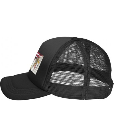 USA American and Vatican City Flags Baseball Cap Adjustable Casual Mesh Hats Duck Tongue Hat for Men Women4 Black $10.32 Base...