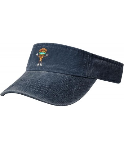 Cool Pizza Sun Visor Hats for Women Men Sun Hat Vintage Golf Hat Adjustable Baseball Cap Navy Blue $11.88 Visors