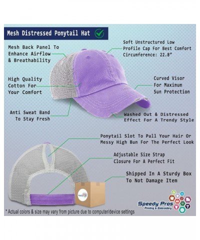 Womens Ponytail Cap Straight Outta Insulin Cotton Distressed Trucker Hats Lavender $14.83 Baseball Caps