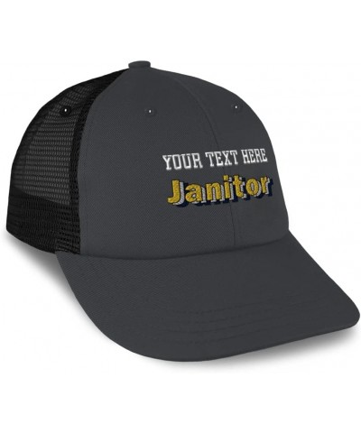 Custom Custom Trucker Hat Baseball Cap Janitor Clean Cotton Task Dad Hats for Men & Women Dark Grey Black Personalized Text H...