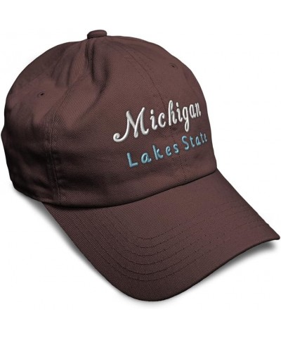 Soft Baseball Cap Michigan Lake State Cotton Dad Hats for Men & Women Brown $12.18 Baseball Caps