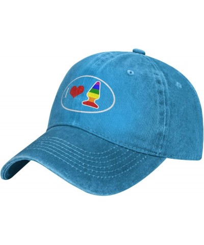 I Love Buttplug Men's Hat Vintage Cotton Washed Baseball Caps Adjustable Low Profile Dad Hat Black Blue $9.59 Baseball Caps