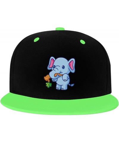 Cool Elephant Snapback Hat for Men Women Baseball Cap Trucker Flat Bill Hats Dad Caps Green $11.15 Baseball Caps