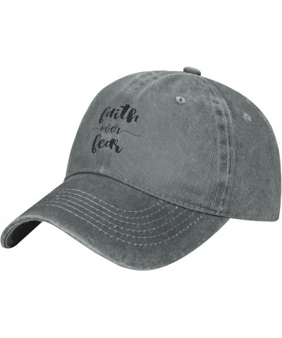 Faith Over Fear Hat Bible Scripture Verse Hat God Christian Jesus Cross Hat Vintage Dad Hats Baseball Cap Gray $8.48 Baseball...