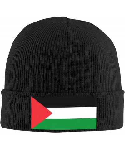 Slouchy Beanie for Women,Flag of Palestine Knit Skull Cap Warm Winter Hat Cuffed Plain Hat Black $10.12 Skullies & Beanies