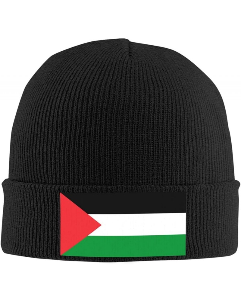 Slouchy Beanie for Women,Flag of Palestine Knit Skull Cap Warm Winter Hat Cuffed Plain Hat Black $10.12 Skullies & Beanies