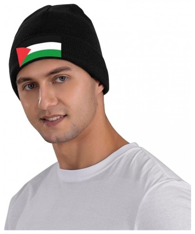 Slouchy Beanie for Women,Flag of Palestine Knit Skull Cap Warm Winter Hat Cuffed Plain Hat Black $10.12 Skullies & Beanies