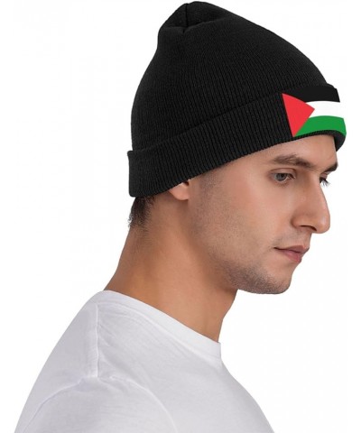 Slouchy Beanie for Women,Flag of Palestine Knit Skull Cap Warm Winter Hat Cuffed Plain Hat Black $10.12 Skullies & Beanies