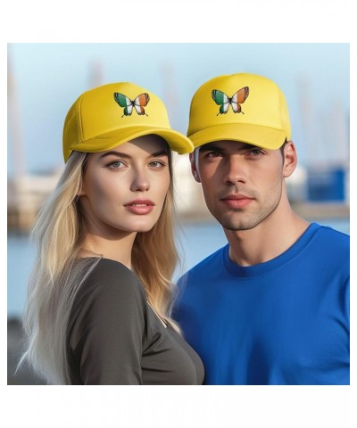 Dad Hat/Cap Mesh Baseball Cap Adjustable Trucker Hat Unisex Yellow $12.10 Baseball Caps