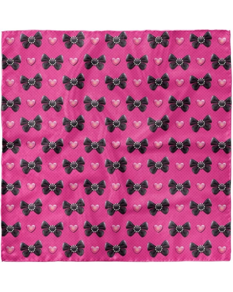 Pearls Hairscarf, Bow Ties with Hearts, Head Wrap Pink Black $17.35 Scarves