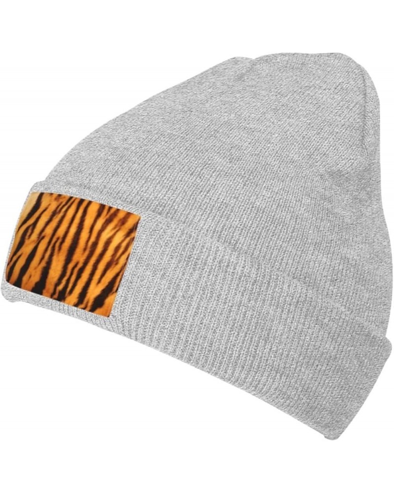 Tiger Striped Pattern Print Skullies Beanies Thin Bonnet Cap Autumn Winter Casual Hat Outdoor Ski Knit Cap Gray $8.96 Skullie...