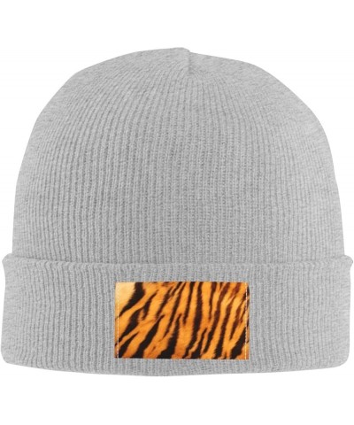 Tiger Striped Pattern Print Skullies Beanies Thin Bonnet Cap Autumn Winter Casual Hat Outdoor Ski Knit Cap Gray $8.96 Skullie...