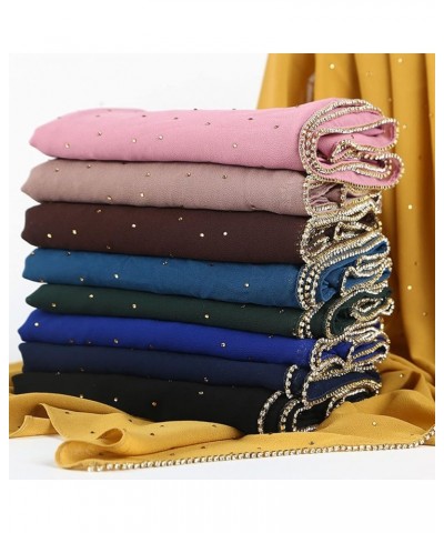 Women's Soft Chiffon Diamond Headscarf Spring Summer Long Shawl Muslim Hijab Stripe Scarf F $8.41 Scarves