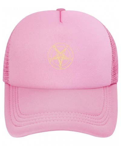 Inverted Pentacle Pewter Satanic Goat Unisex Trucker Hats Mesh Hats Sport Baseball Caps Adjustable Fashion Hat Pink $8.69 Bas...