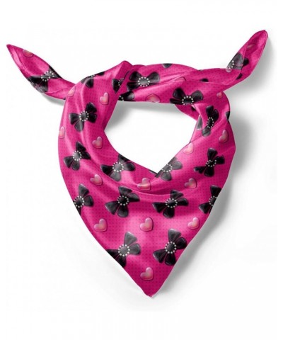 Pearls Hairscarf, Bow Ties with Hearts, Head Wrap Pink Black $17.35 Scarves