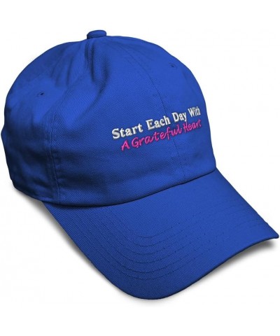 Soft Baseball Cap Start Each Day with Grateful Heart Cotton Dad Hats for Men & Women Royal Blue $16.81 Baseball Caps