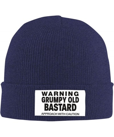 Funny Warning Grumpys Old Bastards Approachs with Caution Beanie Hat Women Knitted Warm Hat Men Knit Skull Cap Black Navy Blu...