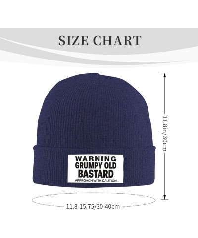 Funny Warning Grumpys Old Bastards Approachs with Caution Beanie Hat Women Knitted Warm Hat Men Knit Skull Cap Black Navy Blu...