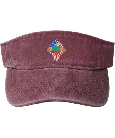 Hand Tear Flag of Bulgaria Sun Visor Hats for Women Men Adjustable Cotton Sun Hat Golf Cap Red $10.27 Visors