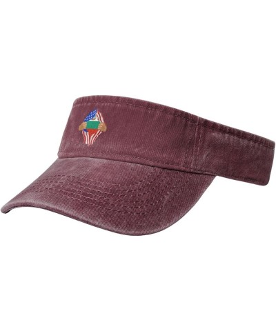 Hand Tear Flag of Bulgaria Sun Visor Hats for Women Men Adjustable Cotton Sun Hat Golf Cap Red $10.27 Visors