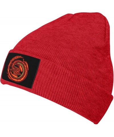 The Fiery Red Dragon Beanie Hat for Men Women Soft Cozy Skull Cap Winter Warm Knit Hats Red $12.29 Skullies & Beanies