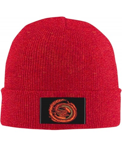 The Fiery Red Dragon Beanie Hat for Men Women Soft Cozy Skull Cap Winter Warm Knit Hats Red $12.29 Skullies & Beanies