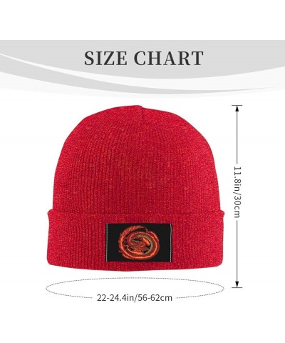 The Fiery Red Dragon Beanie Hat for Men Women Soft Cozy Skull Cap Winter Warm Knit Hats Red $12.29 Skullies & Beanies