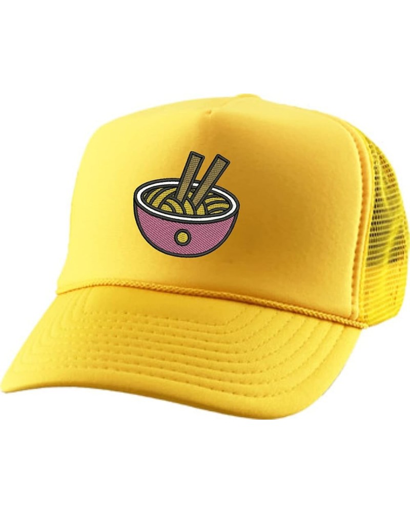 Trucker Hat Noodles Embroidered Food Baseball Cap Adjustable Snapback Gold $11.97 Baseball Caps