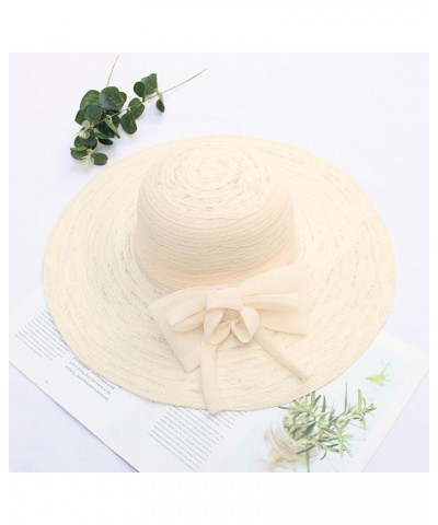 Womens Summer Dress Hat Wide Leaf Flower Bridal Shower Hat Sun Hats Beach Hat Outdoor Work Hat Beige $9.78 Sun Hats