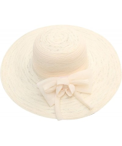 Womens Summer Dress Hat Wide Leaf Flower Bridal Shower Hat Sun Hats Beach Hat Outdoor Work Hat Beige $9.78 Sun Hats