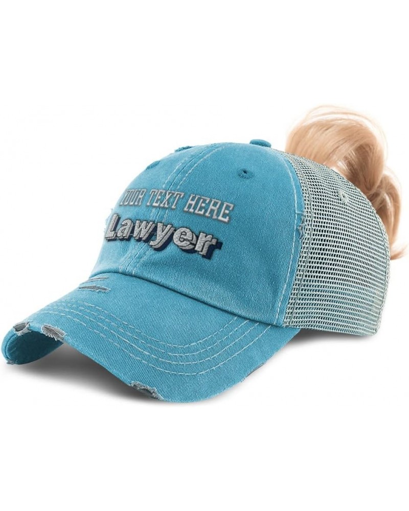 Womens Ponytail Cap Lawyer Attorney Cotton Lawschool Distressed Trucker Hat Turquoise Personalized Text Here $12.40 Baseball ...