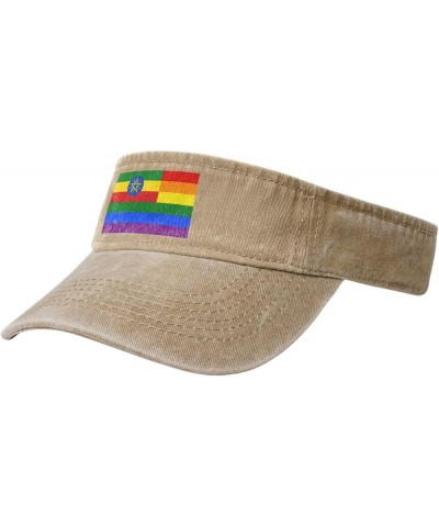 Ethiopia Rainbow Flag Sun Visor Hats for Women Men Sun Hat Vintage Golf Hat Adjustable Baseball Cap Natural $13.12 Visors