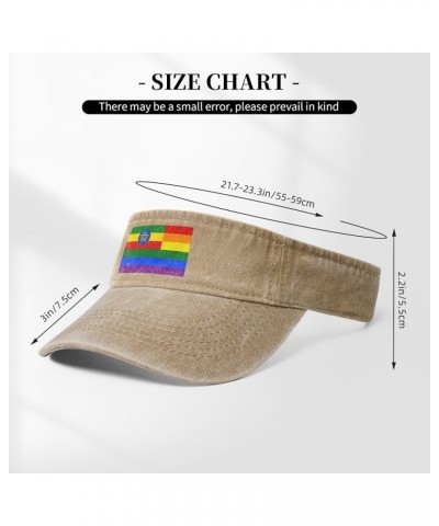 Ethiopia Rainbow Flag Sun Visor Hats for Women Men Sun Hat Vintage Golf Hat Adjustable Baseball Cap Natural $13.12 Visors