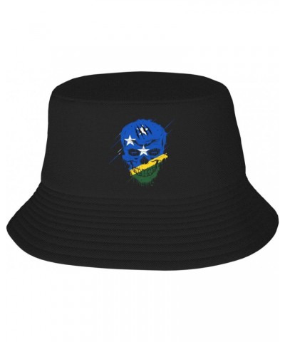 Creative Solomon Islands Patriot Skull National Flag Bucket Hat for Men Women Boonie Hat Outdoor Summer Vacation Beach Travel...