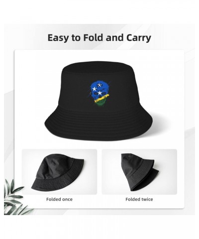 Creative Solomon Islands Patriot Skull National Flag Bucket Hat for Men Women Boonie Hat Outdoor Summer Vacation Beach Travel...