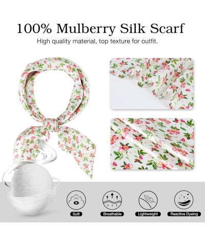 100% Mulberry Silk Head Scarf, 27x27 Inch Large Square Silk Neck Scarves, Silk Hair Scarf for Women Sleeping Floral-1 $12.60 ...