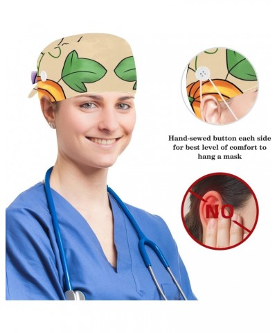 Scrub Cap Nurse Doctor Surgical Hat Cartoon Pumpkin Medical Hat with Buttons Bowknot Hair Bow Tie $8.24 Skullies & Beanies