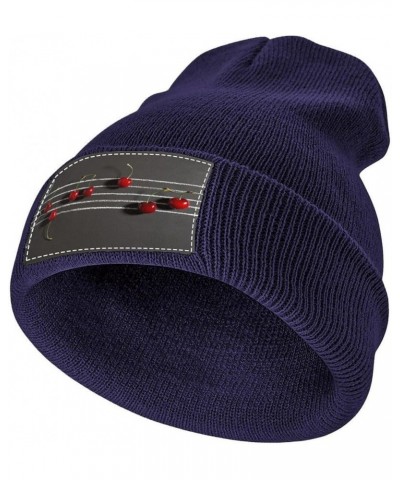 Beanie Hat for Men and Women Cherries Notes Winter Warm Hats Knit Slouchy Thick Cap Navy-cherries Notes $11.18 Skullies & Bea...