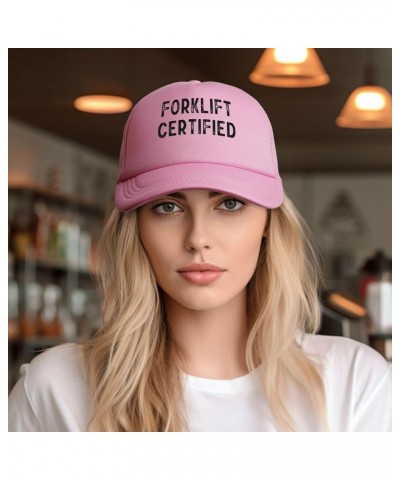 Forklift Certified Women's Baseball Cap Retro Snapback Cap Adjustable Pink $11.02 Baseball Caps