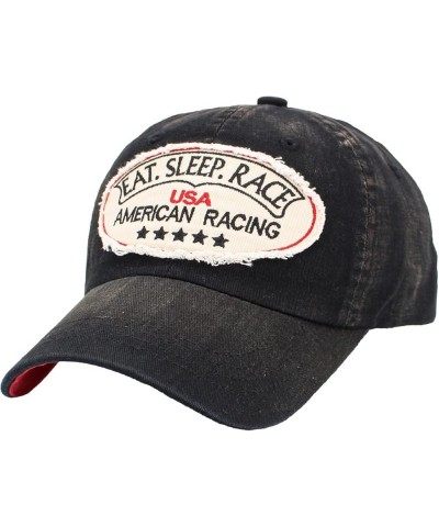 Ride Caps Collection Distressed Baseball Cap Dad Hat Adjustable Unisex Black Eat Sleep Race $11.99 Baseball Caps