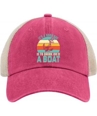 It's A Good Day to Drink On A Boat Hats Cool Hat AllBlack Men Hats Gifts for Daughter Cool Caps Rose Red02 $11.47 Baseball Caps