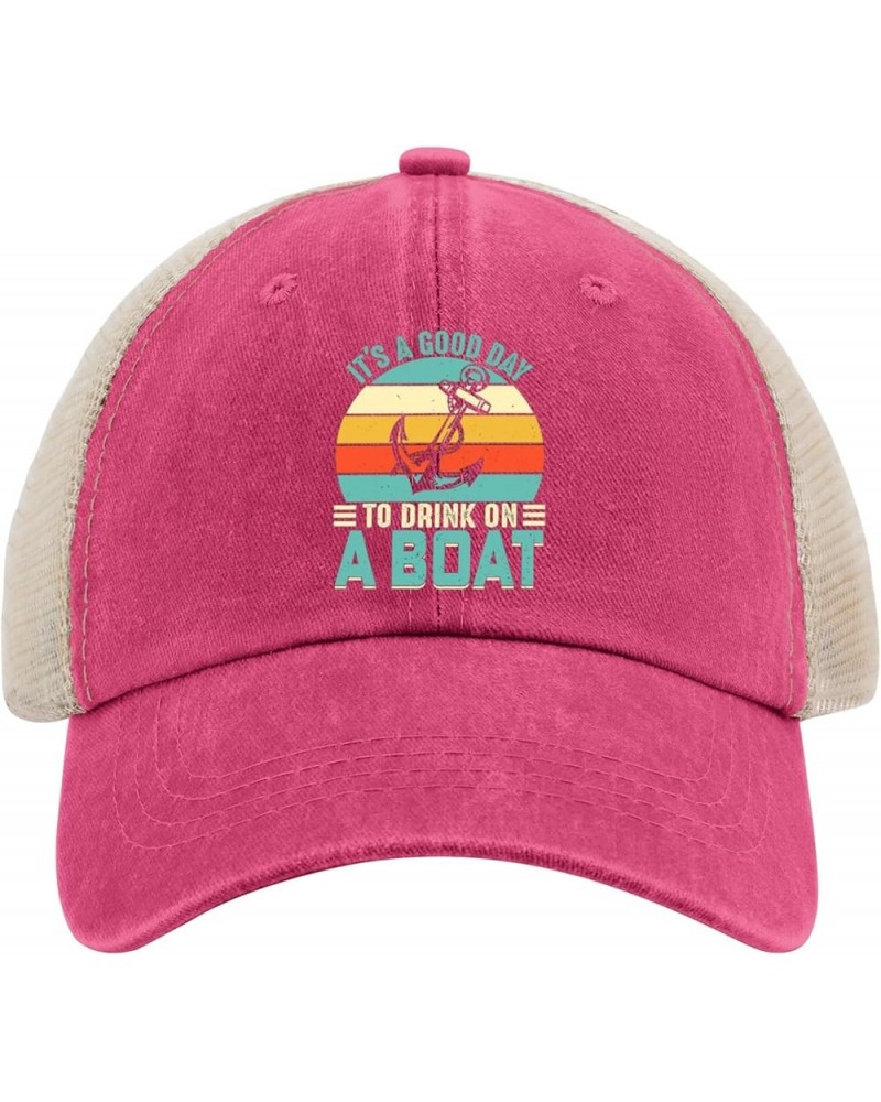 It's A Good Day to Drink On A Boat Hats Cool Hat AllBlack Men Hats Gifts for Daughter Cool Caps Rose Red02 $11.47 Baseball Caps